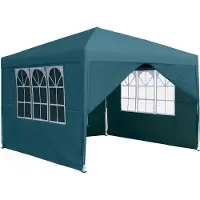 OEM Großes Partyzelt 3x3m mit 4 Seiten, Wasserfest, UV-Schutz, Oxford-Stoff, Metallrahmen, für Gartenfest, Camping, dunkelgrün