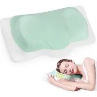 Unyqoos Orthopädisches Nackenstützkissen – ergonomisches, zweilagiges Memory‑Schaum Kopfkissen (weiß/grün), Rebound‑Schaum, CertiPUR‑US, für alle Schlafpositionen