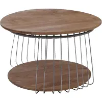 Mendler MCA Couchtisch MCW-P60, Beistelltisch Kaffeetisch Loungetisch, Metall MDF rund Ø 70cm braun
