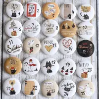 Sonstiges Adventskalender Zahlen Buttons Anstecknadeln 1-25 Metall 32 mm