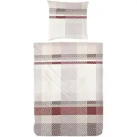 Enrico Coss Edelflanell Bettwäsche Thyrin grau rot 155x220 cm + 80x80 cm