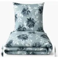 Leonado vicenti Feinbiber Bettwäsche 2x 155x220 + 2x 80x80 cm Blau Weiß Blumenmuster mit Reißverschluss 4 tlg