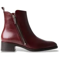 Wonders für Damen. D-1810 Granatfarbene Stiefeletten D-1810 (38), Leder, 3 bis 5 cm, Reißverschluss, Lässig, Kastanienbraun