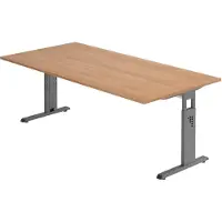 Hjh OFFICE PRO MEGA 2E G - 200 x 100 h?henverstellbar Nussbaum/Graphit
