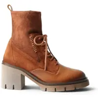 Hispanitas für Damen. HI254281 Rock Lederstiefeletten Zürich braun (40), 5 bis 8 cm, Schnürsenkel, Reißverschluss, Lässig