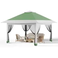 StarTech.com Pop Up Gartenpavillon - 3,6x3,6 m Faltpavillon Partyzelt - Moskitonetz - Schnellaufbau - Höhenverstellbar - 4 Sandsäcke - Grün