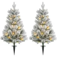 HOMCOM 90 cm 2er-Set Künstliche Weihnachtsbäume mit 100 LED-Lichten