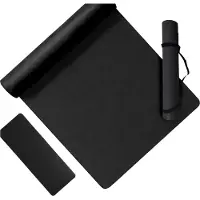 Relaxdays Yogamatte, 5 mm dick, 68 x 183 cm, mit Tragegurt, rutschfest, PU, Sportmatte Yoga, Pilates, Fitness, schwarz
