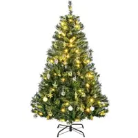 HOMCOM WEIHNACHTSBAUM Tannenbaum mit Deko 120 LEDs 511 Spitzen Ø95 x 150H cm