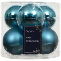 Décoris 6 Weihnachtskugeln Glas 8cm matt & glänzend Christbaumkugeln Weihnachtsbaumkugeln Groß Christbaumschmuck Weihnachtsbaumschmuck Deko Folkloreblau