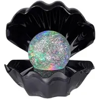 JUST LIGHT RGB LED Tischleuchte Muschel Tischleuchte schwarz Farbwechsel Akkubetrieb H 15cm