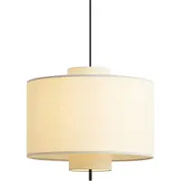QAZQA Japandi Pendelleuchte Schwarz mit weißem Leinenschirm 50cm - Rieu