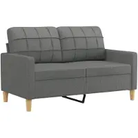 vidaXL 2-tlg. Sofagarnitur mit Kissen Dunkelgrau Stoff