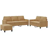 vidaXL 3-tlg. Sofagarnitur mit Kissen Braun Samt