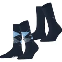 Burlington Socken "Everyday Mix", Damen, Gr. 36-41, blau (plum), Baumwollmischung, Argyle-Muster, normal, Socken Socken, Einheitsgröße 36-41, unifarben und Argyle-Muster