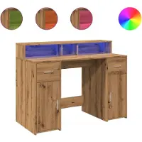 vidaXL LED-Schreibtisch Artisan-Eiche 120x55x91 cm Holzwerkstoff