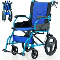 Mobiclinic Rollstuhl faltbar Zwei Bremssysteme Sitz 46 cm Klappbare Rückenlehne Aluminium Faltrollstuhl Blau Pirámide