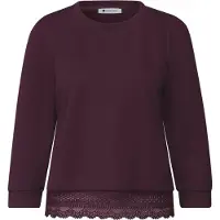 Street One 3/4-Arm-Shirt , Damen, Gr. 44, braun (rustic rouge), Shirts 3/4-Arm-Shirt, mit Spitzenkante am Saum / mit Stretch