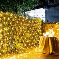 UISEBRT 6x4m LED Lichternetz Lichterkette Lichtervorhang Innen 8 Leuchtmodi Warmweiß für Weihnachten Halloween Party