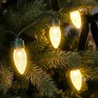 Spetebo Retro Tannenzapfen Lichterkette soft gold 50 LED für Außen & Innen - 10 m - Vintage Weihnachtslichterkette mit 8 Leuchtfunktionen und Timer