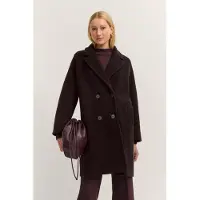 Bugatti Wollmantel "Flexcity", Damen, Gr. 42, 690, rost, 75% Wolle, 25% Polyamid, unifarben, regular fit, normaler Saum, Mäntel Wollmantel, im Regular Fit und Oversized-Optik mit Reverskragen