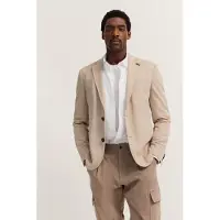 Bugatti Sakko "Modern Fit", Herren, Gr. 52, beige (30, beige), 37% Polyester, 37% Viskose, 15% Wolle, 8% Polyamid, 3% Elasthan, unifarben, normal, Manschette, Sakkos Sakko, Jersey Stretch mit Taschen