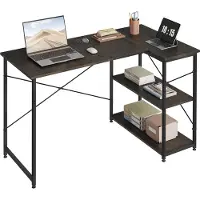 Woltu Schreibtisch Computertisch Büromöbel PC Bürotisch Arbeitstisch aus Holz Stahl, mit Ablage, 120x74x71,5 cm Rostfarbe+Schwarz