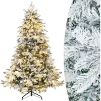 Coast 180 cm großer künstlicher Weihnachtsbaum Beflockter Weihnachtsbaum mit 1415 Zweigspitzen 260 warmweiße LED-Lichter Beleuchteter Weihnachtsbaum Weiß + Grün