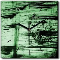 Coloray Uhr auf Leinwand 30x30 cm Wand Uhr Dekoration Wohnzimmer Segeltuch schwarze Hände -Tintenabstraktion