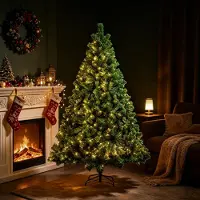 Peviasot Weihnachtsbaum 180cm künstlich mit 250 warmweißen LED, 860 Spitzen, Kunsttanne mit Metallständer für Wohnzimmer