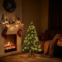 Peviasot Weihnachtsbaum 120cm künstlich mit 150 warmweißen LED, 340 Spitzen, Kunsttanne mit Metallständer für Wohnzimmer