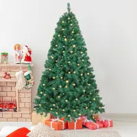 Peviasot Weihnachtsbaum 210cm künstlicher Tannenbaum mit 400 LED, 1200 Spitzen, Kunsttanne mit 8 Lichtmodi und Metallständer