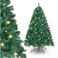 Peviasot Weihnachtsbaum 120cm mit LED Beleuchtung, 150 warmweiße LEDs, 340 Spitzen, künstlicher Tannenbaum mit Metallfuß