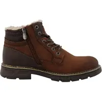 Tom Tailor Winterboots , Herren, Gr. 44, Warmfutter, braun (dunkelbraun), Lederimitat, Textil, Schuhe Winterboots, Schnürboots mit Niete und Ziernähten