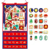 Merkloos Adventskalender 2025 - Adventskalender - Weihnachtshaus - 24 gefüllte Ornamente - Dekorationen - Nicht-gewebtes Material