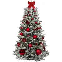 LAALU Künstlicher Weihnachtsbaum 240 cm, ROTEWEIHNACHTEN, mit 85-teiligem Weihnachtsbaumschmuck, inkl. Metallständer und Aufbewahrungsbox