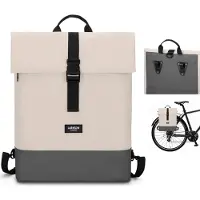 Merkloos Fahrradtasche, 2 in 1 Rucksack, wasserabweisend, sandgrau, recyceltes Material, für Pendler