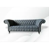 AEA Chesterfield 3Sitzer Stoff Wohnzimmer Design Couchen Polster Sofa Sofas Grau