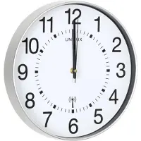 Unilux 400094562 Wanduhr WAVE - Ø 30 cm, Funkwanduhr, metallgrau