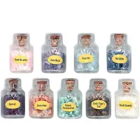 Merkloos Set mit 9 Fläschchen aus Edelsteinen – Miniaturkristalle – Natürlicher Quarz – Set mit Wunschfläschchen – Handarbeit – Meditation – DIY-Schmuck – Wunschsteine