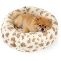 Merkloos Solidchoice – Hundebett in Donut-Form für kleine und mittelgroße Haustiere, beruhigend und waschbar, Creme (XS)
