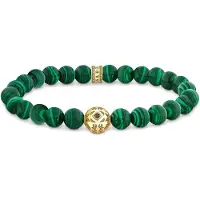 Thomas Sabo Beads-Armband aus grünen Steinen vergoldet