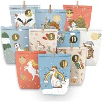 Sonstiges Adventskalender Einhorn Geschenktüten 24-teilig - Kraftpapier - Basteln und Verschenken