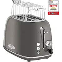 Profi Cook Toaster im stilvollen Vintage-Design - 2 Scheiben mit Wide-Slot (extra breite Toastschlitze) und massivem Metallgehäuse - Retro Toaster mit Brötchenaufsatz - PC TA 1193 anthrazit