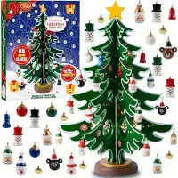 StarTech.com Adventskalender - Weihnachtskalender für Kinder - 24 Tage - Christbaumschmuck - Holz - Weihnachtsmann-Motiv - Größe M