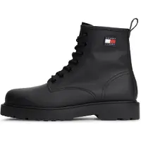 Tommy Hilfiger Schnürstiefelette TOMMY JEANS "ARCHIVE '01 RUBBER LACE BOOT", Herren, Gr. 45, schwarz, Nappaleder, unifarben, Schuhe Schnürstiefelette, Blockabsatz, Schnürboots mit praktischem Innenreißverschluss