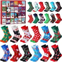 OEM 24-Tage Adventskalender mit 24 Paar Socken - Unisex - Geschenk für Erwachsene - Weihnachtsdeko - Ideal für Männer und Frauen
