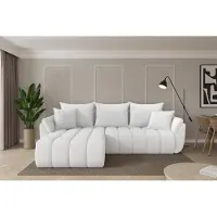 ALTDECOR Ecksofa mit Schlaffunktion und Bettkasten - TOKO-L-v1 - 277x194x86 - Weiß - Corner Sofa Eckcouch Couch L-Form, links/rechts angeordnet, Schlafcouch Ausziehbar Wohnlandschaft