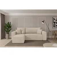 ALTDECOR Ecksofa mit Schlaffunktion und Bettkasten - SENO-L - 249x139x85 - Beige - Corner Sofa Eckcouch Couch L-Form, links/rechts angeordnet, Schlafcouch Ausziehbar Wohnlandschaft
