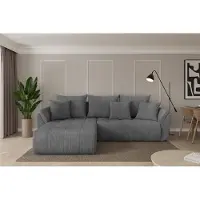 ALTDECOR Ecksofa mit Schlaffunktion und Bettkasten - TOKO-L - 277x194x86 - Dunkelgrau - Corner Sofa Eckcouch Couch L-Form, links/rechts angeordnet, Schlafcouch Ausziehbar Wohnlandschaft